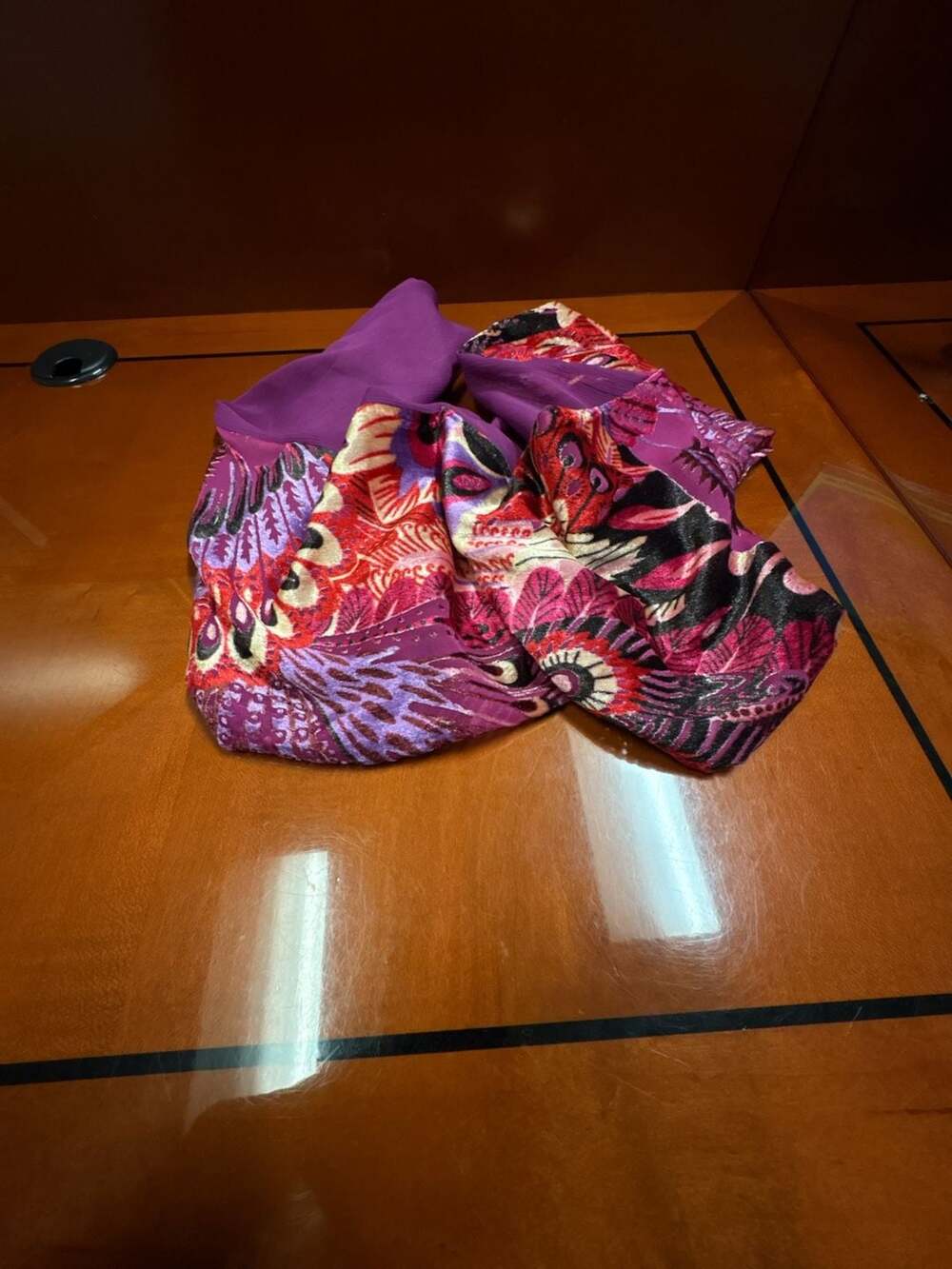 Purple Velvet Burnout Floral Scarf